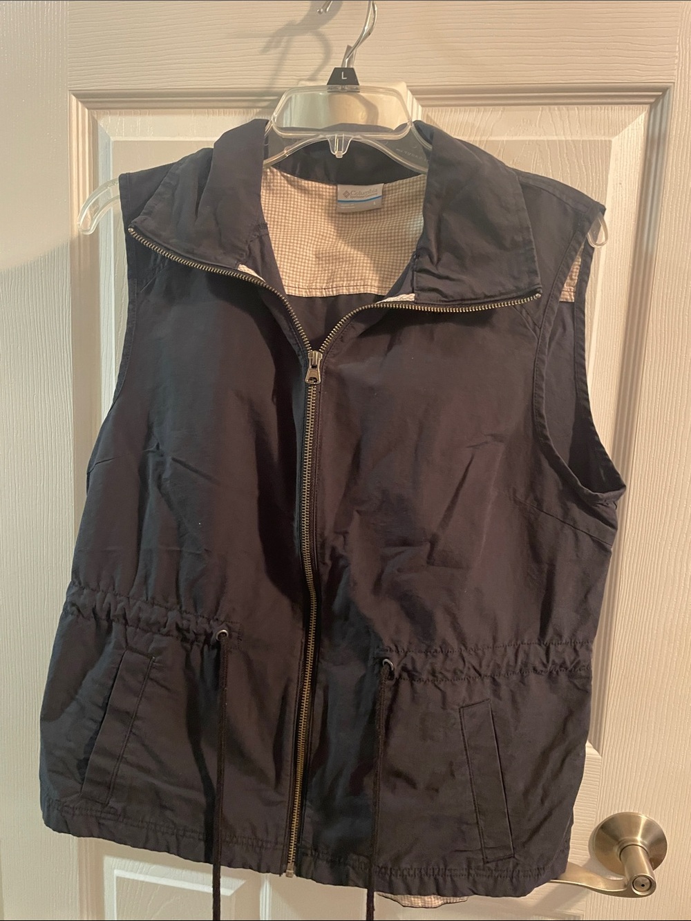 Columbia Navy Blue Drawstring Waist Zip-Up Vest